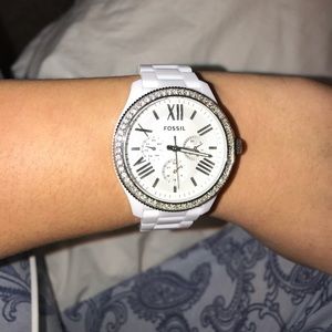 White Fossil Watch
